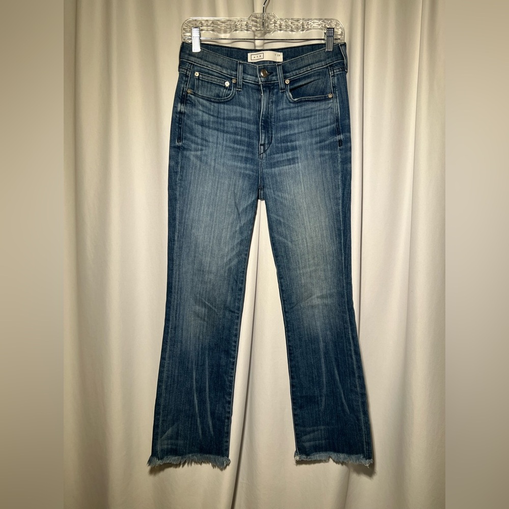 AYR Medium Wash Straight-Leg Jeans with Raw Hem